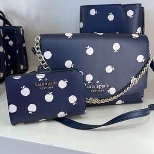 Kate Spade carson White Apple convertible crossbody & Staci Large Bifold Wallet